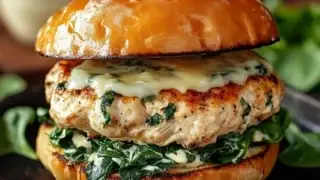 White Cheddar Spinach Chicken Burgers